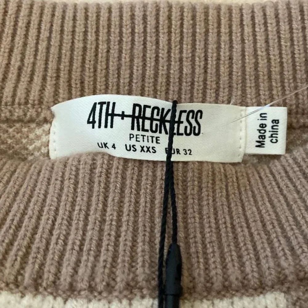 4th & Reckless Women's Nude Houndstooth Knitted, Size XXS  - New with Tags - Picture 4 of 6